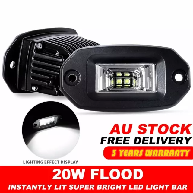 4"inch Flush Mount LED Work Light Bar Flood 12V 24V Backup Reverse Front Bumper