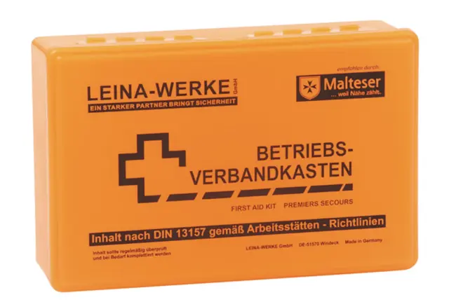 Leina-Werke Erste Hilfe Valise Betriebsverbandkasten Orange din 13157