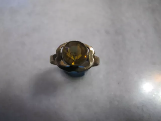 Antique Bronze Georgian  Ring With  Yellow Glass Stone .