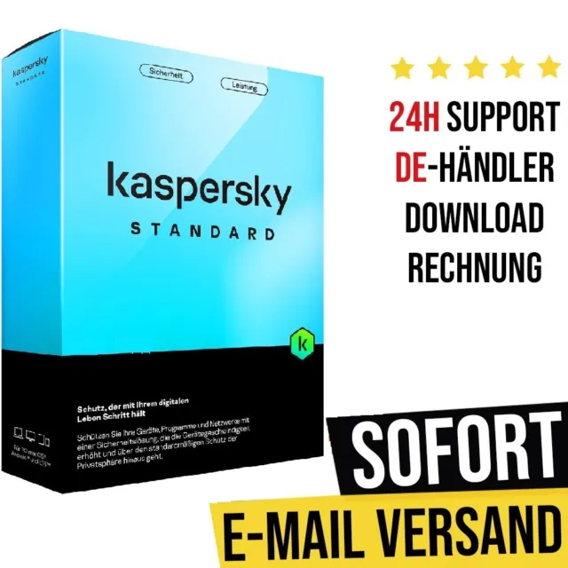 Kaspersky Antivirus 2024 (Standard) - 1PC, 3PC, 5PC / Geräte 1 Jahr - 2 Jahre