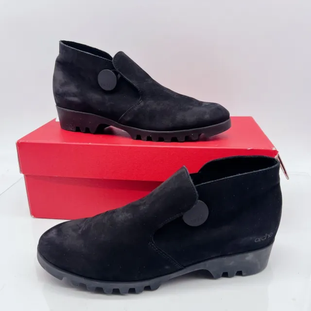 Arche Jimara Womens Slip On Ankle Boots Black Nubuck Suede Leather EU 37 US 6