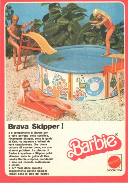 Barbie Pool Party Piscina  Pubblicità 1977 Italian Magazine Advertising 18x13