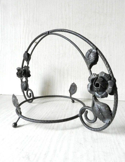 ANCIEN SUPPORT EN Fer Forge Pour Coupe En Verre Art Deco EUR 25,00