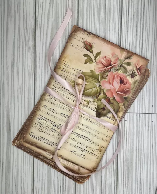 Junk Journal Pages  Vintage shabby chic Florals 20 Pages Journal Scrapbooking