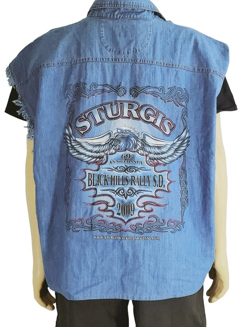 Sturgis 2009 Rally Bald Eagle Denim Vest  69th Anniversary Biker Vtg NWOT