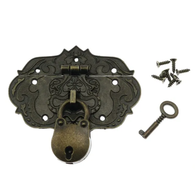 Antique Embossing Decorative Brass Hasp Clasp Latch Lock with Screws