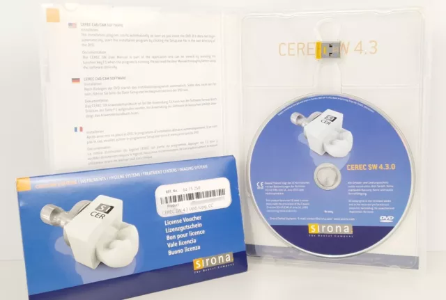 Sirona CEREC SW 4.3 Disk mit Lizenz und Dongel Programm CAD/CAM Software Omnicam