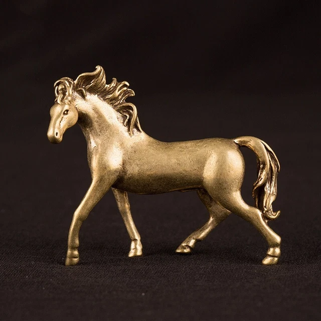 Soild Brass Horese Statue Tea Ornament Animal Miniature Figurine Decoration