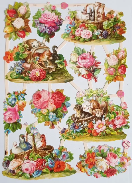 Vintage Style Dove Floral Paper Scraps Scrapbook Die Cut Flower Scraps Decoupage