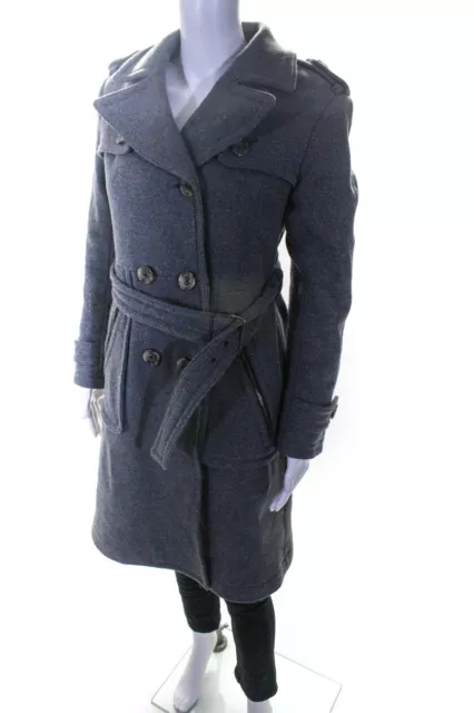 Marc Jacobs Womens Double Breasted Belted Coat Gray Wool Size Small LL19LL 2