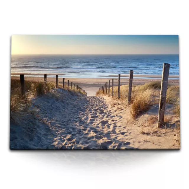 120x80cm Wandbild auf Leinwand Ostsee Deutschland Strand Sandstrand Meer Horizon