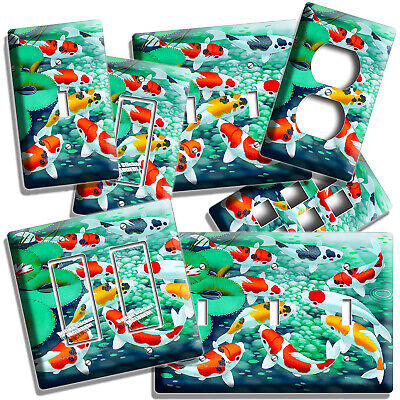 Good Luck Koi Fish Green Water Pond Light Switch Outlet Wall Plate Room Hd Decor
