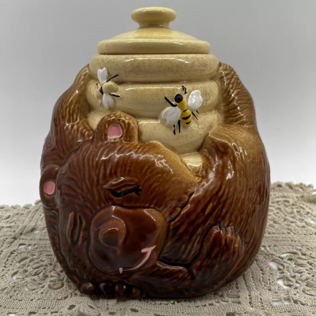 VINTAGE MCCOY ART Pottery Honey Bee Pot Dreaming Bear Cookie Jar $29.95 ...