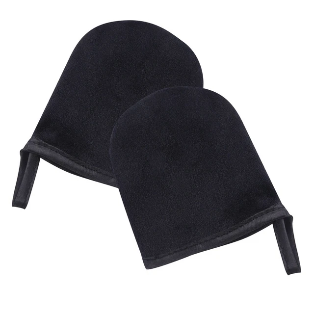 2 piezas Banda aplicadora de loción corporal bronceado flocado guantes de spa loción suave