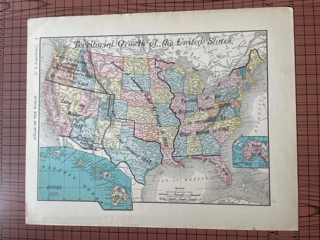 ANTIQUE UNITED STATES Map Territorial - Antique United States Map Territorial Growth 1895 Rand.webp