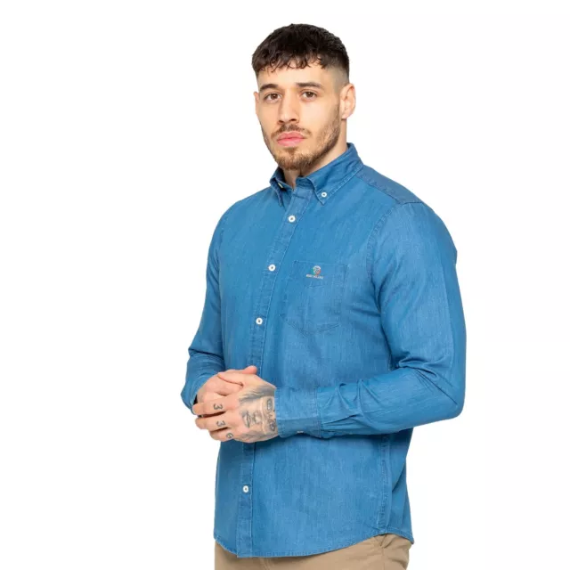 Enzo Mens Long Sleeve Shirt Casual Cotton Regular Fit Embroidered Logo Shirts