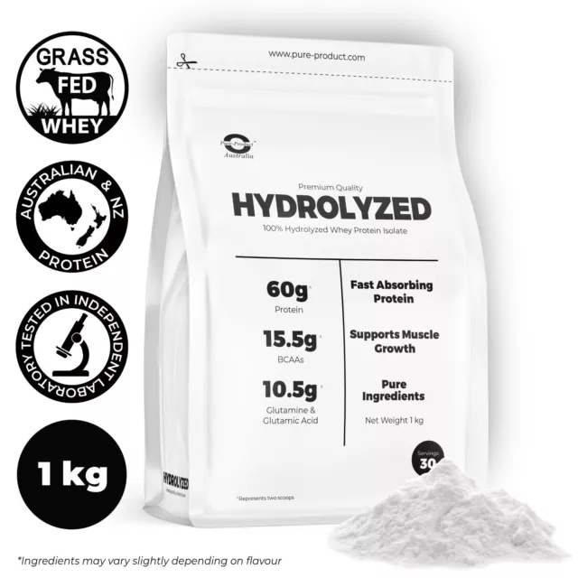 1KG  Hydrolysed Whey Protein Isolate HWPI POWDER CHOCOLATE, VANILLA OR RAW