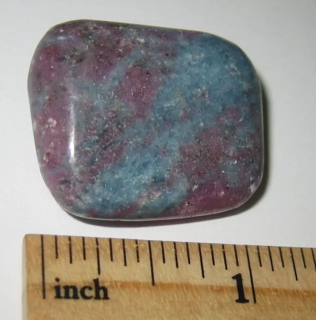 1.2" TUMBLED POLISHED NATURAL RUBY & KYANITE CRYSTAL STONE FROM INDIA ~ 21.5g *2