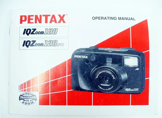 Pentax IQ Zoom 120 Camera Instruct Pamphlet | 1994 | 55pg | Pics Text | $7.30 |