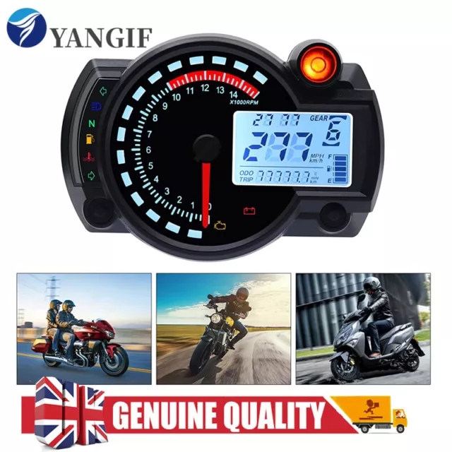 LCD Digital Speedometer Motorbike Odometer Universal Motorcycle Tachometer Gauge