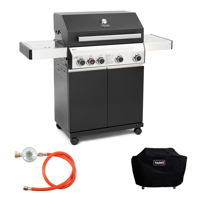 TAINO BLACK 4+1 Gasgrill Set Abdeckung Edelstahl Sear-Zone Griller Druckminderer