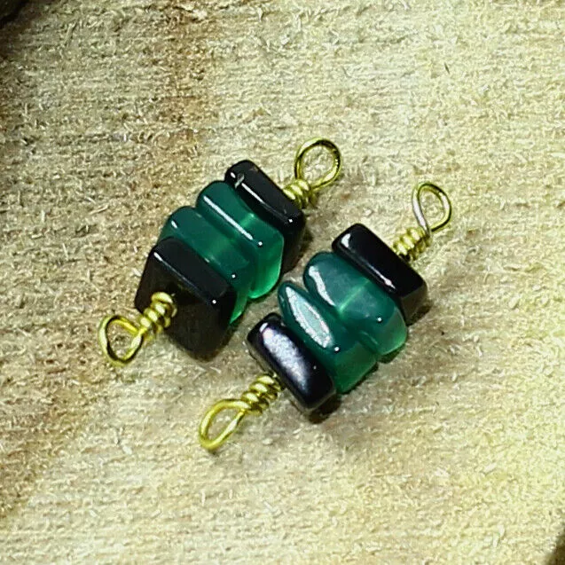 Green Onyx Spinel Square Vermeil Pair Briolette Natural Loose Gemstone Jewelry
