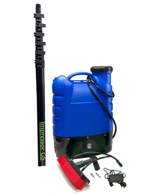 Window Cleaning System - 35 Ft Telescopic Water Fed Pole/Brush & Backpack