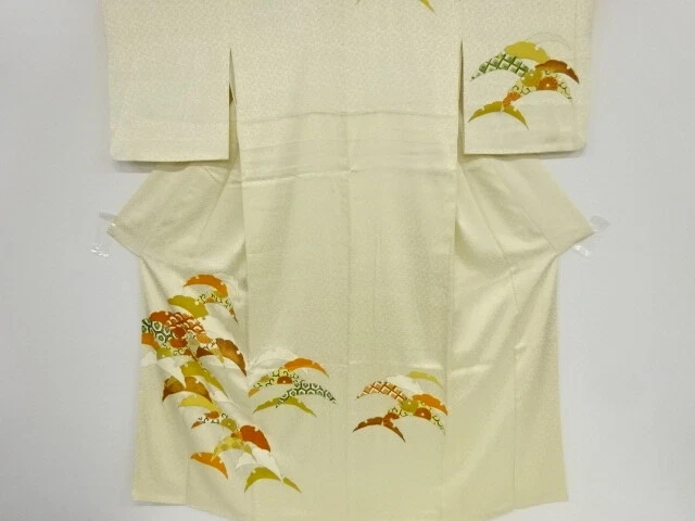 39866# Japanese Kimono / Antique Kimono / Embroidery / Kiku & Arabesque