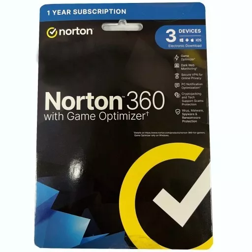 Norton 360 With Game Optimizer 1 Year 3 Devices *Free Postage*