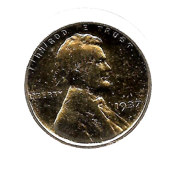 1937 US Liberty Lincoln Gold Cent Penny Great Depression Collection Coin LOT:71