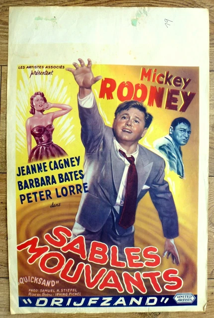 belgian poster film noir QUICKSAND, MICKEY ROONEY, JEANNE CAGNEY, PETER LORRE