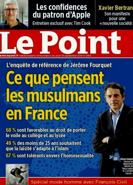 Le Point*19/9/2019*Neuf Ss Film*Xavier Bertrand*Confidence Apple*Musulman France