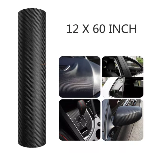 3D Carbon Fiber Black Matte Textured Car Vinyl Wrap Sticker Decal Film Sheet DIY