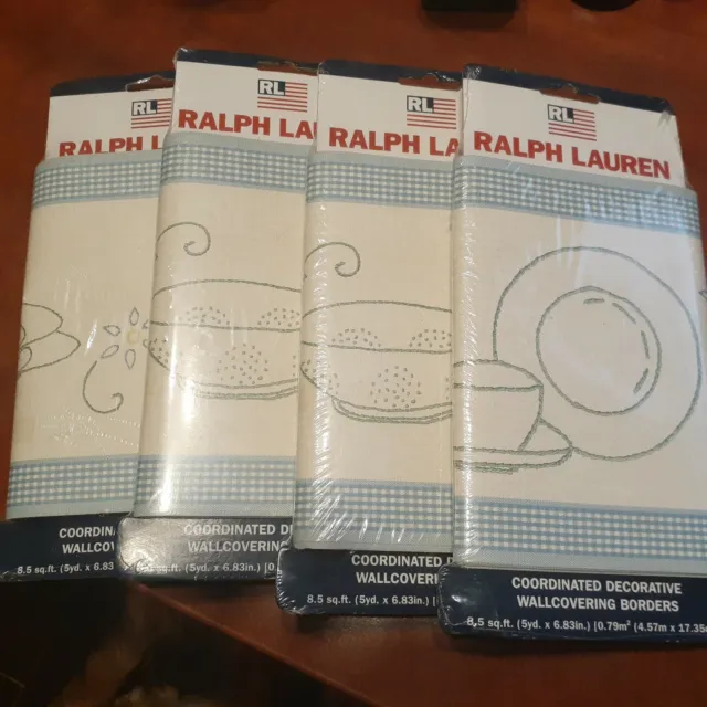 Nuevo Paquetes de 4 Paquetes Ralph Lauren Picnic Chambray 82802100 Fronteras de Papel Tapiz 8,5 Plaza pies