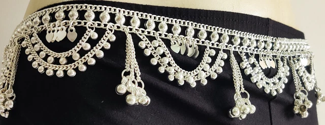 Belly Dance Hip Skirt Costume Boho Gypsy Tribal Jewelry Chain Silver Coins Belt
