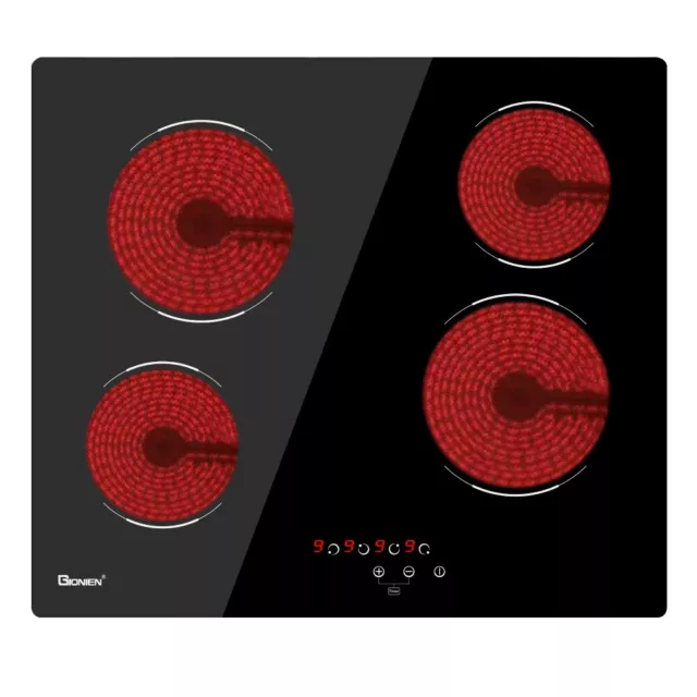 GIONIEN 60cm Ceramic Hob 4 Zone Electric Hob, Built in Electric Cooker Hob