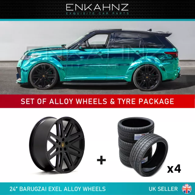 Range Rover 24" Barugzai Gloss Black Exel Alloy Wheels & Tyre Package Deal