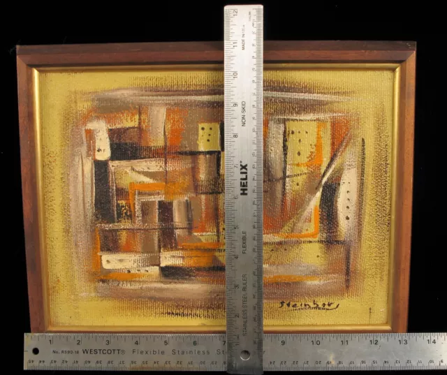 Vintage Mid Century Modern Abstract Oil Painting Artist Signed Steinbar ! 2