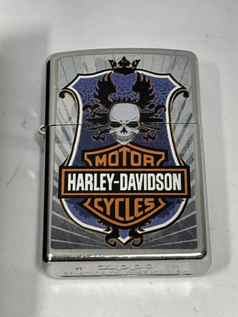 Zippo 2011 Harley Davidson  Skull Wings Bar Shield Lighter Unfired In Box V826