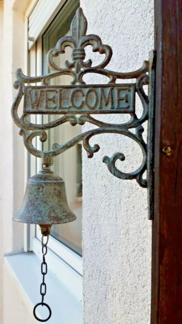 Campana,Timbre Puerta,Campana de Pared de Hierro Fundido "Welcome" (Gr )