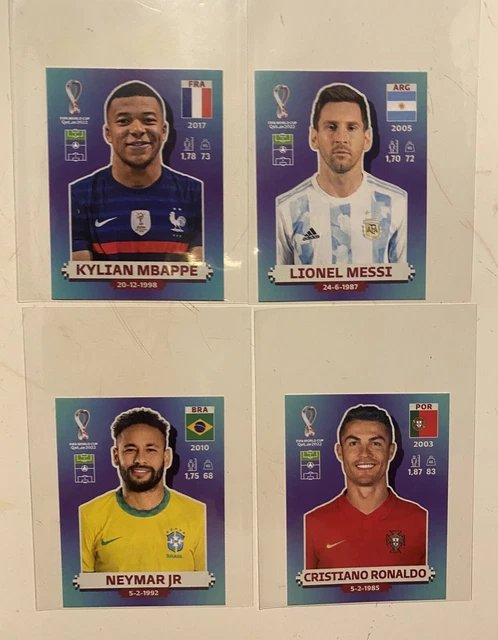 4 NEYMAR MESSI RONALDO QATAR 2022 World Cup Toilet PANINI FOOT MBAPE STICKERS