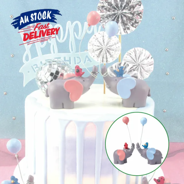 Balloon Lollipop Elephant Cake Dessert Decoration "Happy Birthday" Topper AU