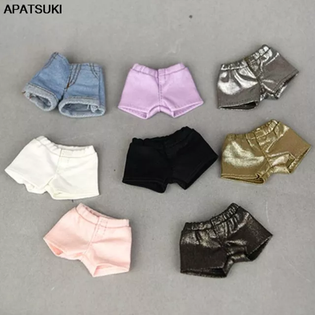 Fashion Denim Jeans Leather Shorts For Barbie Doll Clothes Trousers For Blythe