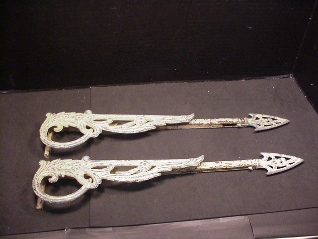 Antique Curtain Rods Swing Arm Pair Totally Shabby Chic Retractable 17"-26"