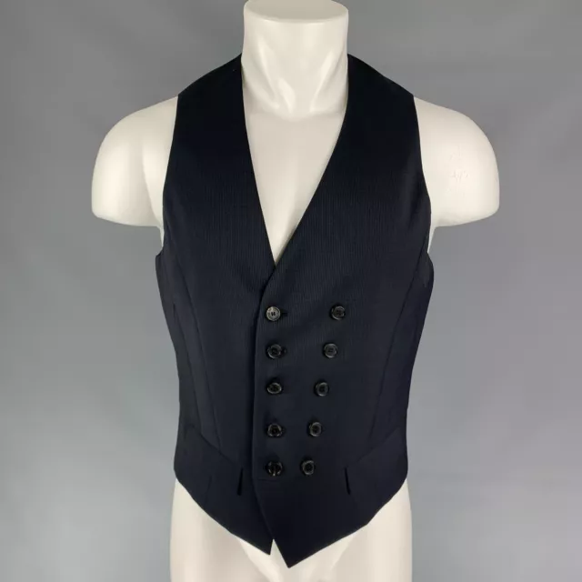 NEIL BARRETT Size US 38 / IT48  Black Pinstripe Wool Double Breasted Vest