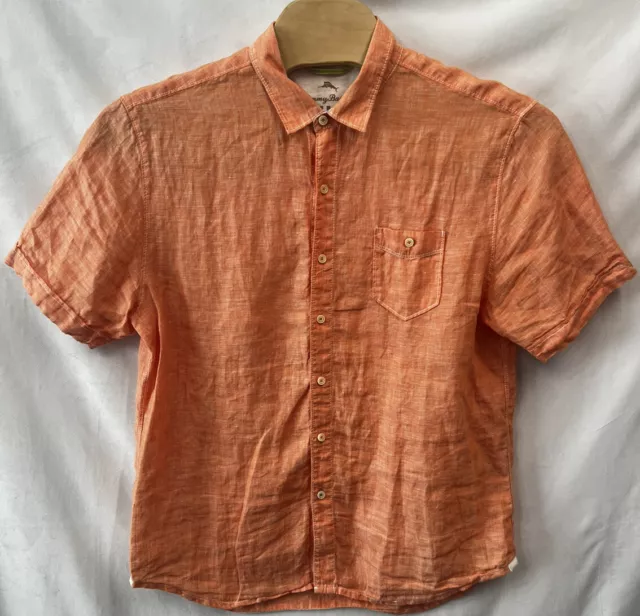 Tommy Bahama Men's 100% Linen Short Sleeve Shirt XL Orange Relax Pocket