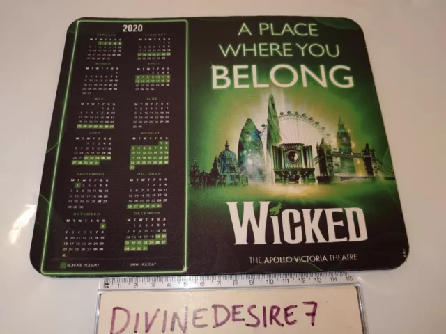 Wicked The Musical Theatre Mouse Mat Featuring a Calendar of 2020 London New