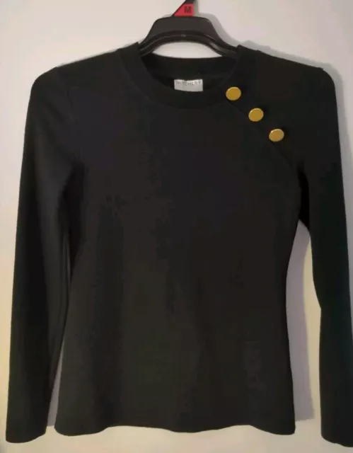 Witchery Womens Black  Wool blend Sweater Jumper Button Detail Size XS