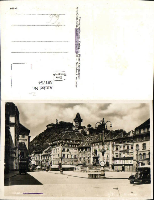 581754,Foto Ak Graz Hauptplatz Automobil Mercedes pub Fritz Gratl