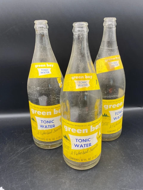 Vtg GREEN BAY BEVERAGE 32oz Soda Pop GLASS QUART BOTTLE Tonic Water Packerland